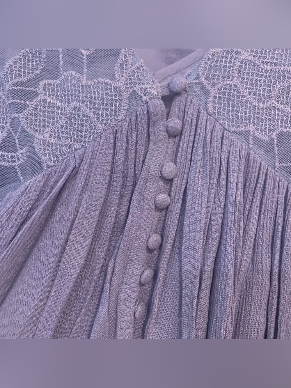 Free People "With Love From India"Periwinkle Lace Bell Sleeve Mini Dress Size XS - Picture 4 of 9